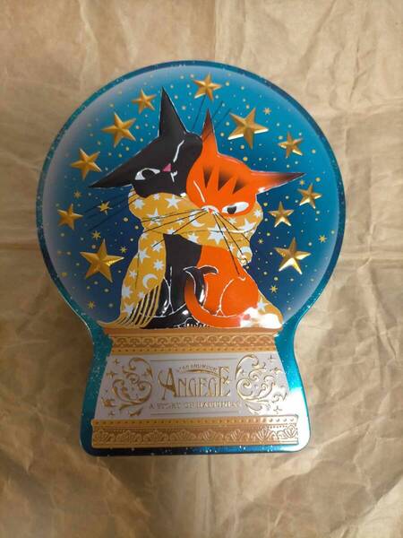 お菓子 空き缶 ゴンチャロフ アンジュジュ ねこ ネコ 猫 neko 缶 Goncharoff ANGEGE cat Tin Box Can Case cookie tin