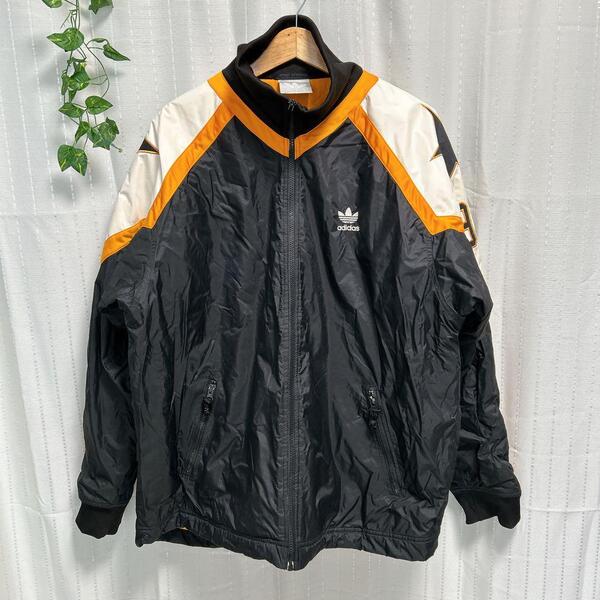 【adidas アディダス】 ジャンパー キルティング (L) 黒 オレンジ