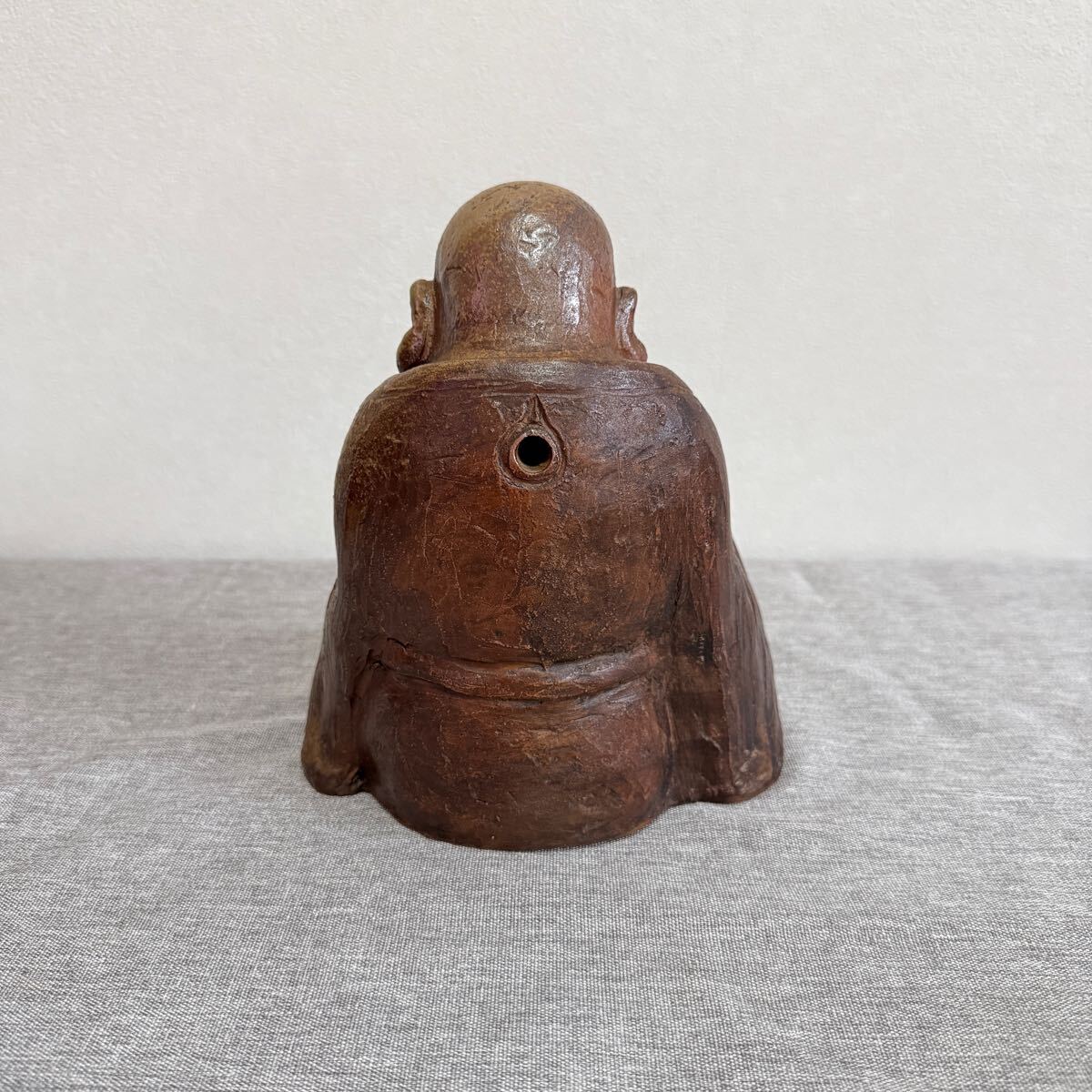 備前焼 木村一陽 縁起物 布袋 伏せ香炉 七福神 在銘 共箱 備前焼 木村一陽 縁起物 布袋 伏せ香炉 七福神 在銘 共箱