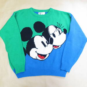 Micky&co USAヴィンテージ ミッキー&ミニー 1990年代 総柄ニット マルチカラー レアモデル