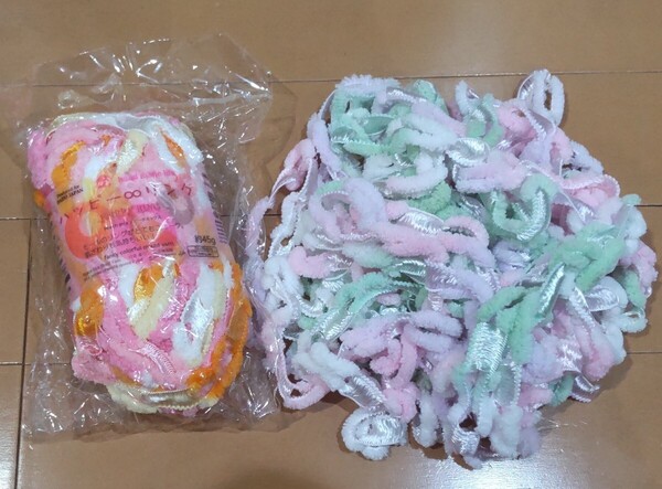 送料込み!ポリエステルポップ毛糸 ハッピーリング45g ピーチミックスとラベンダー系2個セット 編み物 手芸材料 DAISO ダイソー