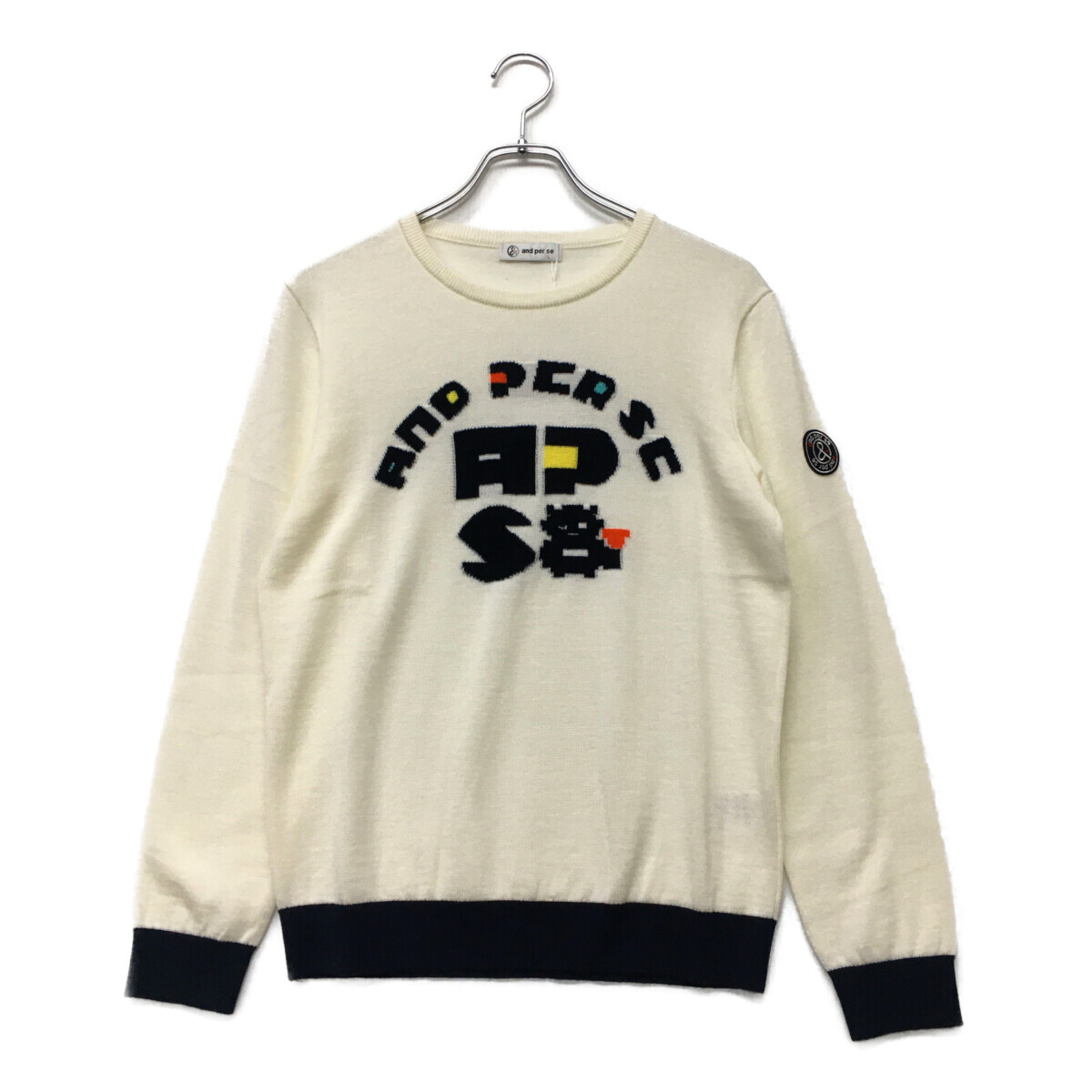coco 未使用品【値下げ】 アンパスィ and per se レディース セーター L 白 クルーネックニット レターパックプラス発送可 K0293