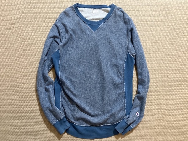 即決 XLサイズ 別注品 champion REVERSE WEAVE クルーネック スウェット ヘザーブルー 霜降り青