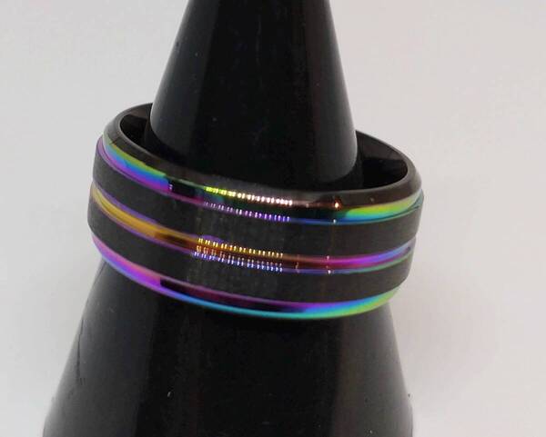 送料無料 【24号】センター オーロラ ライン リング 指輪 ストリート 病み系 ロック パンク ファンスマ