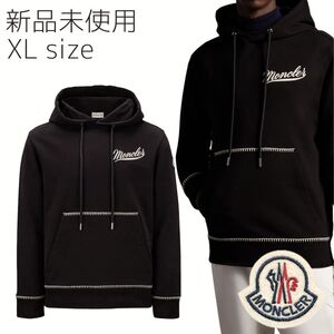 【新品未使用タグ付き】MONCLER Baseball Style Hoodie プルオーバー パーカー Black color メンズ XLサイズ