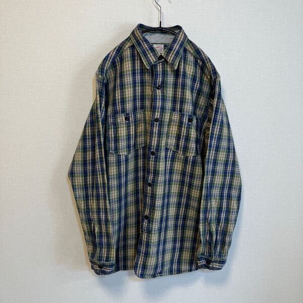 ウエアハウス Warehouse /長袖シャツ /ネルシャツ /グリーン /コットン /チェック /日本製 /サイズM /15-15.5