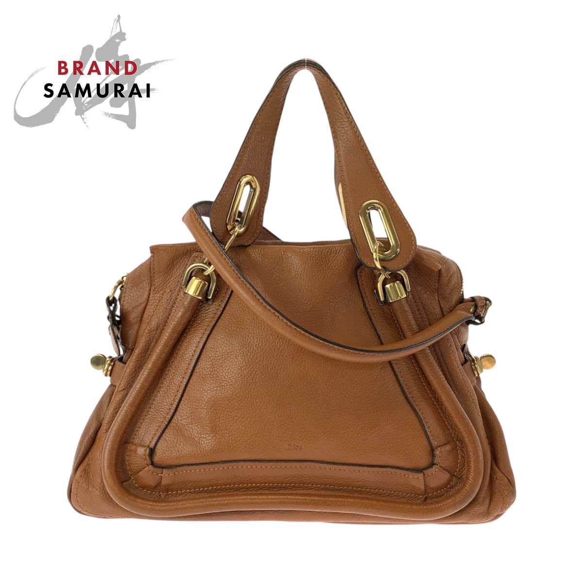美品 Chloe クロエ パラティ ブラウン ゴールド金具 レザー ショルダーバッグ ハンドバッグ 2way レディース 500042
