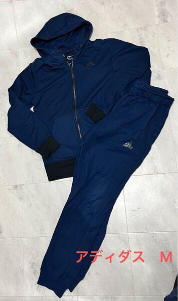 adidas アディダス 上下セット セットアップ スウェット トレーナー パーカー Mサイズ パンツ 紺 ネイビー ESSENTIALS