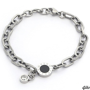 【シンプルでありながら存在感のあるデザイン】 ブレスレット チェーン シェル キュービックジルコニア ステンレス メンズ