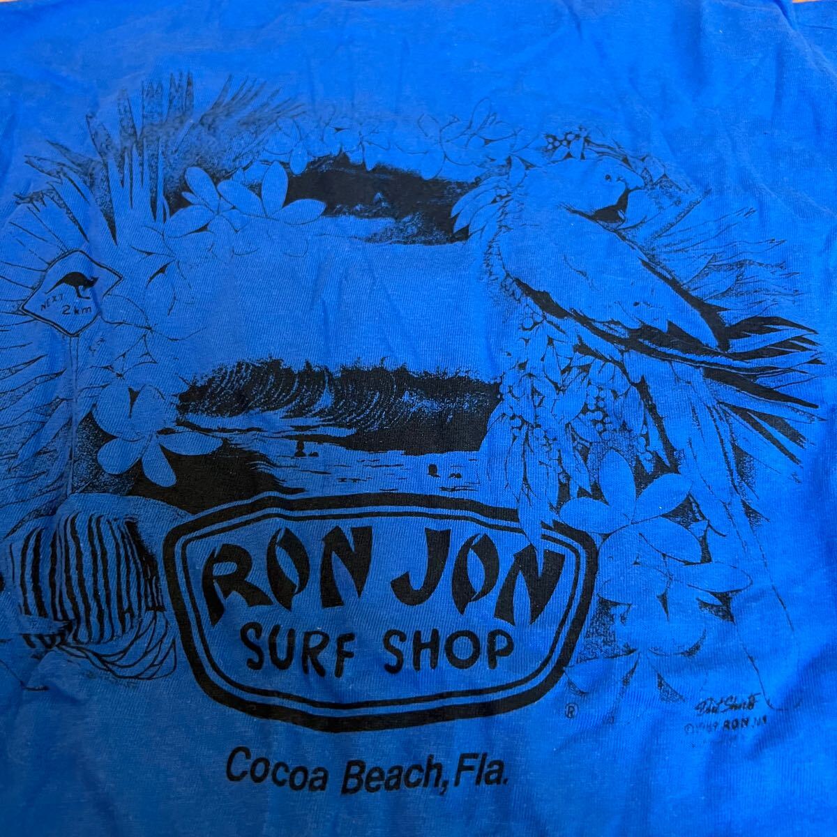80年代最初期 RON JON ロンジョン Tシャツ M 単色青 80年代最初期 RON JON ロンジョン Tシャツ M 単色青