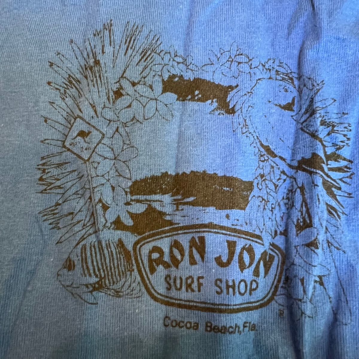 80年代最初期 RON JON ロンジョン Tシャツ M 単色青 80年代最初期 RON JON ロンジョン Tシャツ M 単色青