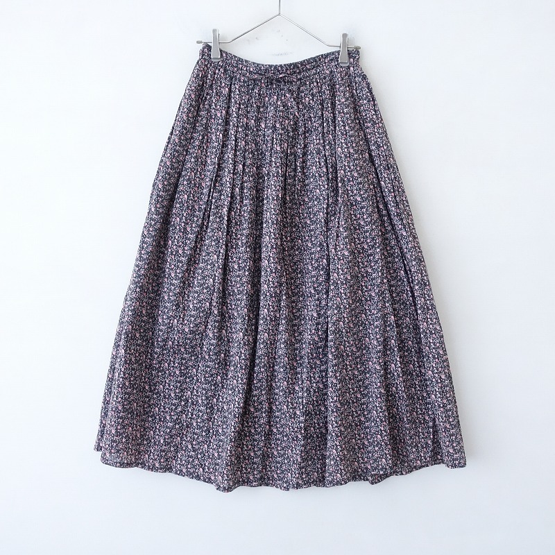 【定価1.5万】ソイル soil *スモールフラワーギャザースカート*2ブラックマキシ小花柄ロング(sk33-2412-367)【51A52】