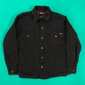 Dickies ダック生地 中綿 シャツ ジャケット Sサイズ black USED ディッキーズ 長袖 アウター ジャンパー 黒 アメカジ 古着