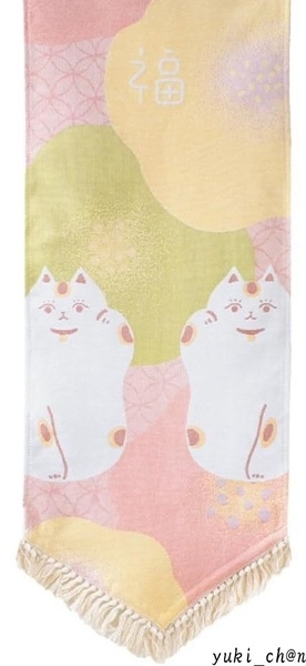 タペストリー 季節の刺繍 正月 招き猫 招福 おしゃれ ゴブラン織り フリンジ付き 温もりを感じる刺 コンパクト収納