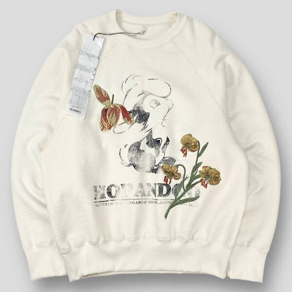 新品未使用 KHOKI コッキ 24AW Vintage finished sweatshirt ヴィンテージフィニッシュ スウェットシャツ 24fw-t-04 4 SSM4883 Oatmeal