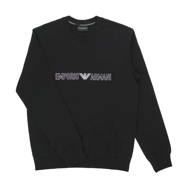 EMPORIO ARMANI エンポリオ アルマーニ スウェットシャツ ALL OVER LOGO TERRY 長袖 トレーナー メンズ 54045665 ブラック S