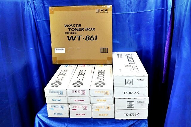 四色8本セット+トナー回収ボトル WT861 未使用/ 純正 京セラ トナーカートリッジ TK-8736 TASKalfa 7353ci/8052ci/8353ci KYOCERA 56442Y