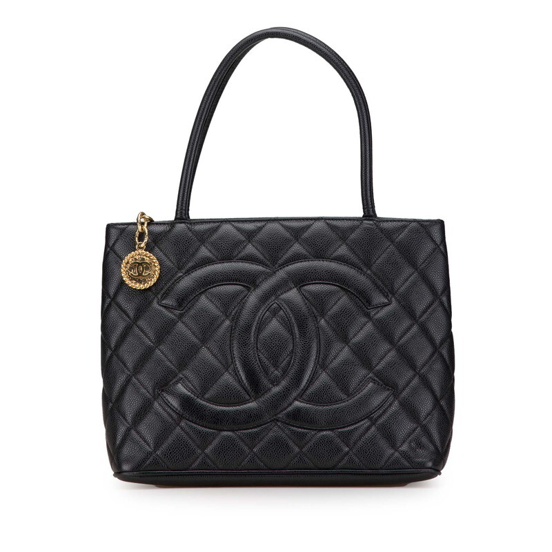 シャネル マトラッセ 復刻トート ココマーク トートバッグ A01804 ブラック キャビアスキン レディース CHANEL 【中古】