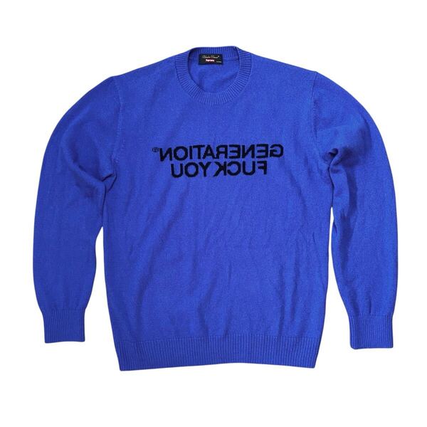 【UNDERCOVER × Supreme アンダーカバー × シュプリーム 2016AW クルーネック プリント ニット セーター ウール90% カシミア10%】