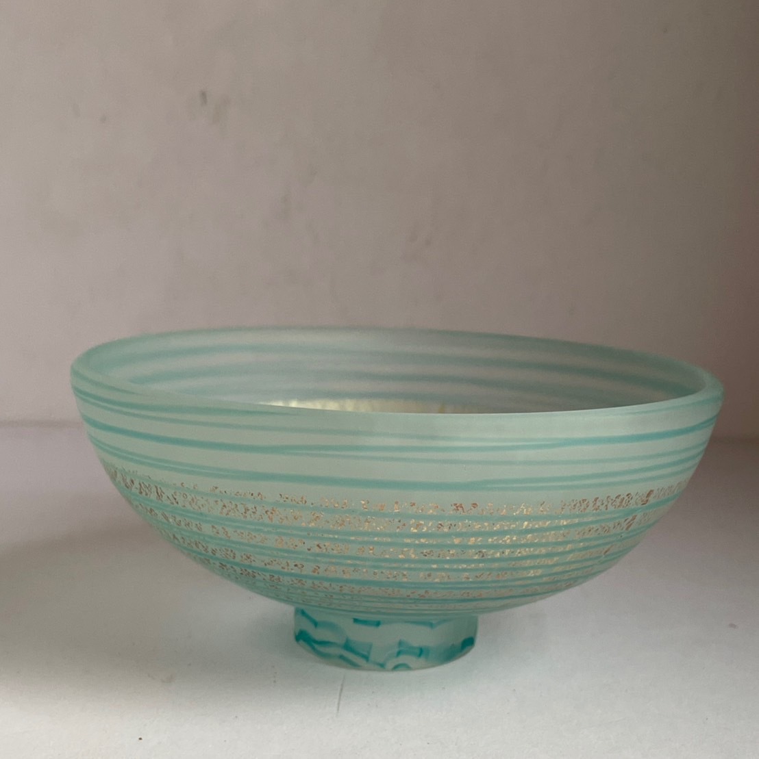 【和美】東奥工房 金箔波瑠【京三条茶碗】硝子 共箱 茶道具 011311 【和美】東奥工房 金箔波瑠【京三条茶碗】硝子 共箱 茶道具 011311