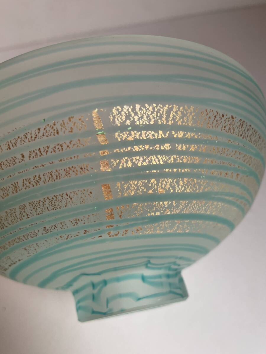 【和美】東奥工房 金箔波瑠【京三条茶碗】硝子 共箱 茶道具 011311 【和美】東奥工房 金箔波瑠【京三条茶碗】硝子 共箱 茶道具 011311
