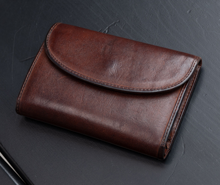 sot プエブロレザー ミドルウォレット 三つ折り財布 ブラウン ユーズド