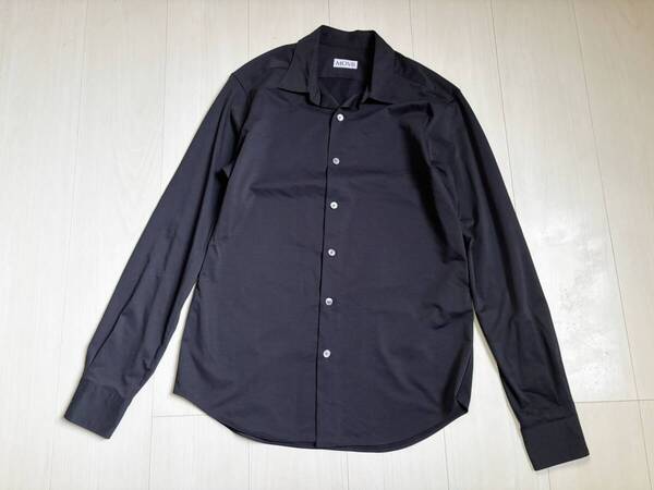 美品 MOVB 干場リクエスト Super Sapphire Cotton Jersey SH-002SC ジャストフィット シャツ 46G超高密度ジャージー 44 黒 ▼0193