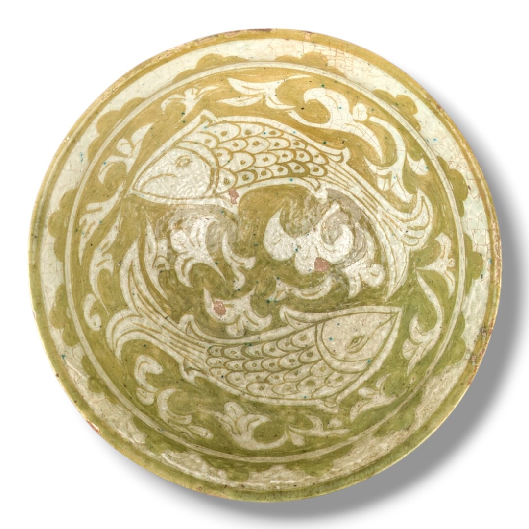 中国美術 陶磁器 | 耀州窯青磁唐草双鳥文小盤 北宋11C | gallery