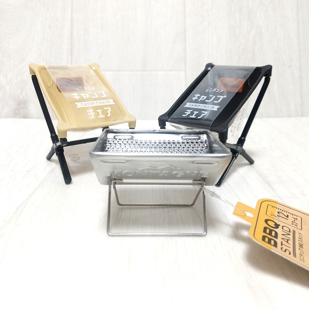 ミニチュア アウトドア キャンプ チェア カーキ ブラック 1/12 イス 椅子