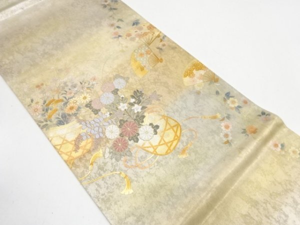 ys7258046; 宗sou 引箔 花籠に扇模様織り出し袋帯【着】