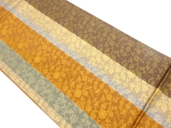 ys7262370; 宗sou 縞に花唐草模様織り出し袋帯【着】