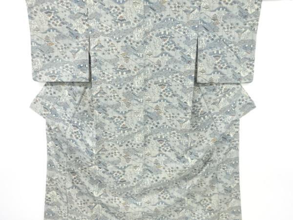 ys7281855; 宗sou 型染 町屋風景模様上代紬着物【着】