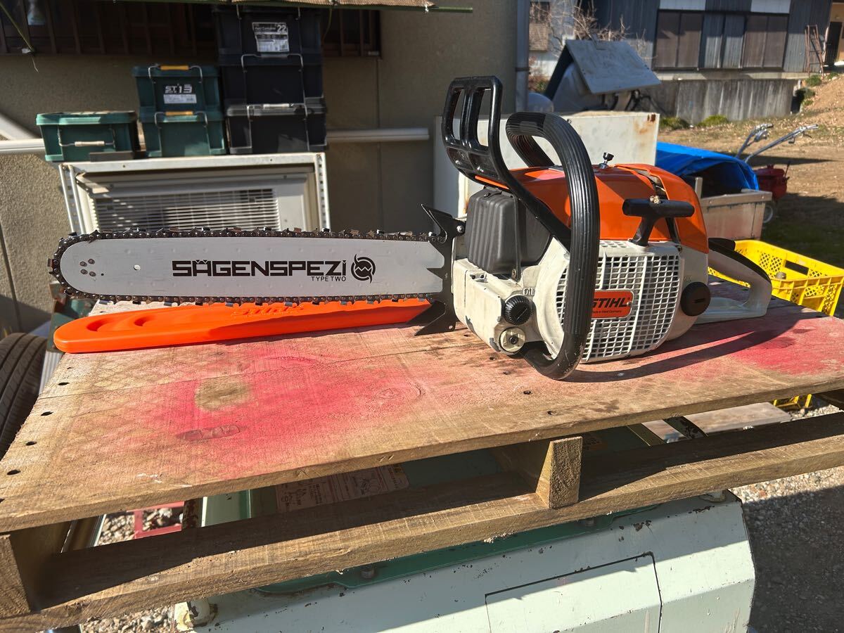 STIHL/038AV Magnum/デコンプ付き/ガイドバー、ソーチェーン、スパークプラグ、エアークリーナー、交換済み/プロ機/ハイパワー/スチール