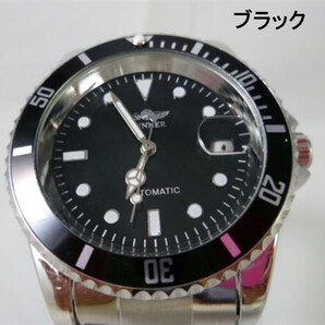 自動巻 時計 黒ダイヤル 黒文字盤 新品 ベゼル逆回転防止 裏ブタスケ JRE1 オートマチック 機械式 3針カレンダー サブマリ 即納 格安