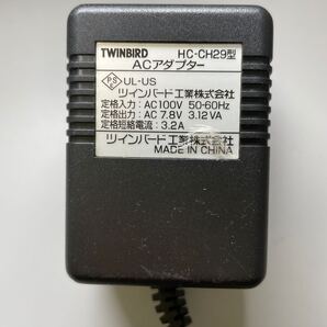No.2295 TWINBIRD ACアダプター HC-CH29型 AC7.8V 3.12VA