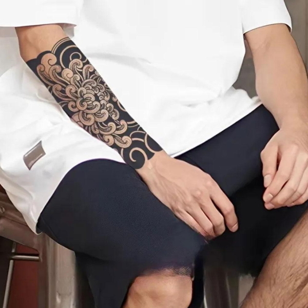 HY02 Tatooシール タトゥーシール リアル和柄ブラック 和彫り入れ墨シール 腕や足用入れ墨シール イベントや動画撮影に リアルな刺青シール