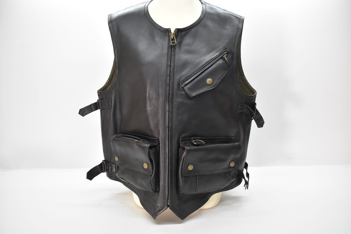 即決 HAROLD'S GEAR メンズ F レザーベスト ジレ ハロルズギア