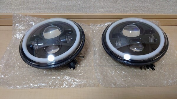 即決! 送料無料! 未使用! 7インチ LED プロジェクターヘッドライト 2個セット 検) ハーレー Jeep ジムニー