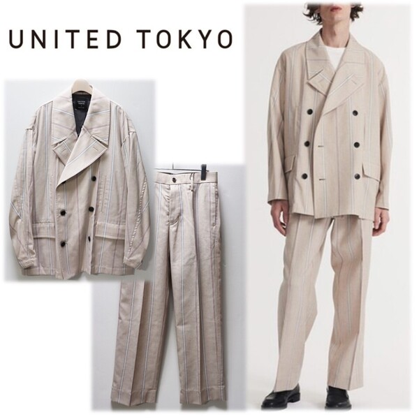 《UNITED TOKYO ユナイテッドトウキョウ》新品 定価52,800円 ランダムストライプセットアップ ジャケット+パンツ 2(W80) S1142