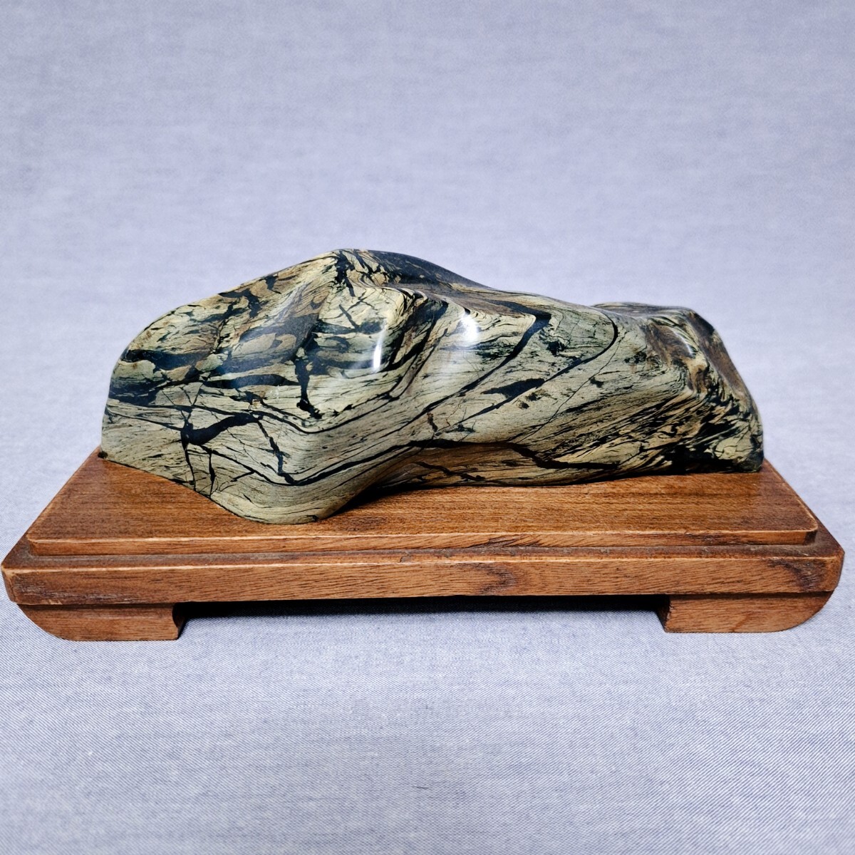 鑑賞石 水石 盆石 盆栽石 自然石 天然石 置物 連山 盆景 飾石 盆