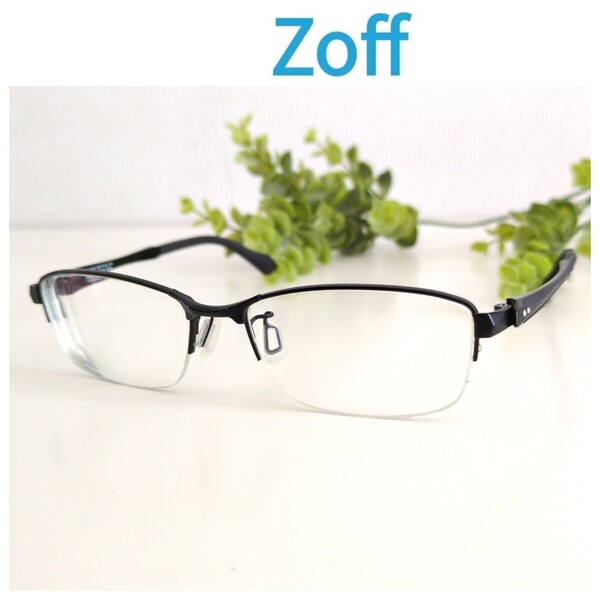 ZoffSmart ゾフスマート メガネ 眼鏡 ハーフリム ブラック 軽量 人気 ユニセックス ビジネス オシャレ めがね フレーム モード
