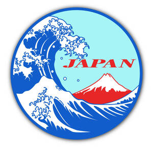 【送料込】Japan 日本 桜 富士山 波 ジャパン ステッカー 11cm×11cm