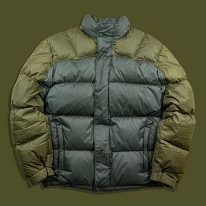 00s Y2K NIKE ナイキ ツートンダウンジャケット パファー パフ フィル オリーブ グリーン バイカラー ドローコード ストリート テック