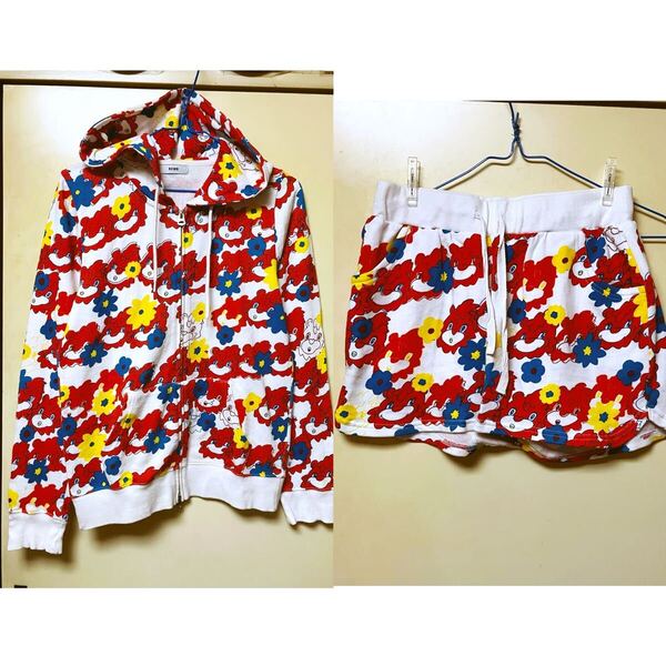 非売品/ロデオクラウンズ/RCWB/ロディくん/ロディ君/花柄/ノベルティ/パーカー/ショートパンツ/セット/スウェット/海/プール/赤/レディース
