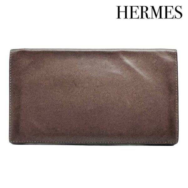 HERMES エルメス シチズンツイル ロング ヴォースイフト 長財布 ウォレット 札入れ カード入れ □R刻印 2014年 ブラウン