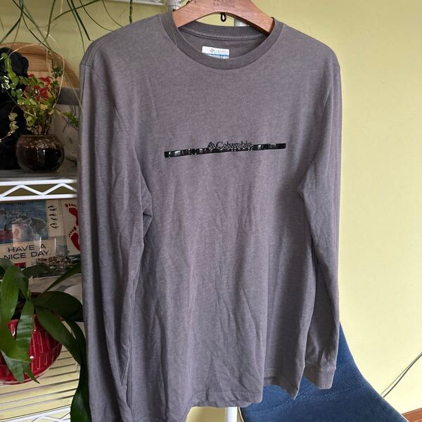 コロンビア ロゴプリント 長袖Tシャツ グレー M