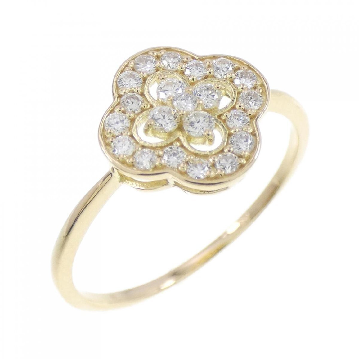 【リメイク】K18YG フラワー ダイヤモンド リング 0.20CT