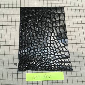 CR3-657★ラグジュアリーグロッシーマットブラック最高級ポロサスクロコダイルレザークラフトはぎれハギレカードケース