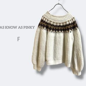 2024アズノゥアズピンキー【F】アイボリー ノルディック柄 ニットセーター