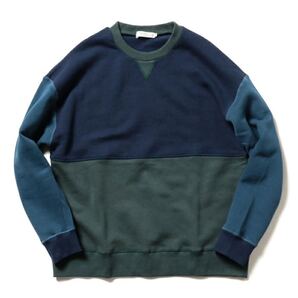 BEAMS LIGHTS クルーネックスウェット S トリコロール 緑系 日本製 BEAMS LIGHTS Crew Neck Sweatshirt S Tricolor Green Made in Japan